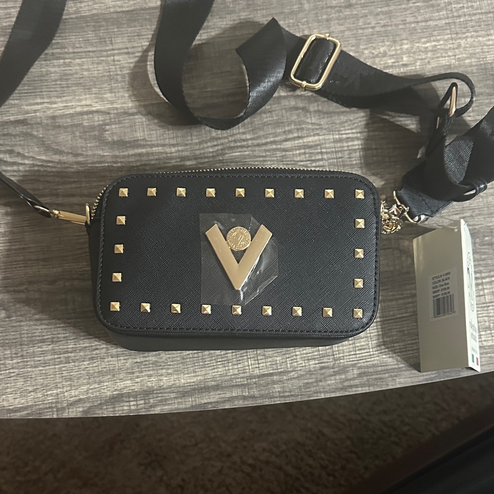 Valentino Orlandi Black and Gold Crossbody Bag